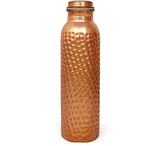 Bouteille d'eau en cuivre pur de 1 litre, martelée à la main, anti-fuite, récipient ayurvédique en cuivre, pour la gym et le bureau, vente en gros - Product Image 1