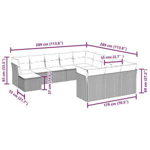 Ensemble de canapés de jardin marron avec coussins blanc crème - Product Image 3