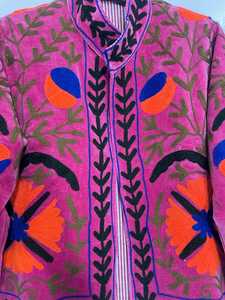 <b>Women's</b> Red <b>Velvet</b> Embroidered Floral <b>Jacket</b> Boho Open Front Coat <b>Women</b> Floral Embroidered <b>Jacket</b> <b>Women</b> Boho <b>Jacket</b> - Product Image 5