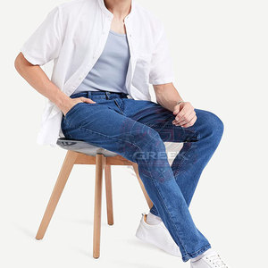 กางเกงยีนส์ทรงตรงผู้ชาย ดีไซน์ล่าสุด ใส่สบาย ระบายอากาศได้ดี ผ้าฝ้าย 100% สีซีดอ่อน รับผลิตตามแบบ OEM บริการสั่งทำพิเศษ สไตล์ลำลอง สำหรับฤดูใบไม้ร่วงและฤดูหนาว - Product Image 3