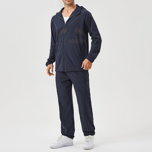 Ensemble de survêtement pour homme en coton 100% écologique, couleur beige uni, à capuche, décontracté, sweat-shirt à manches longues, pantalon de jogging, deux pièces - Product Image 5