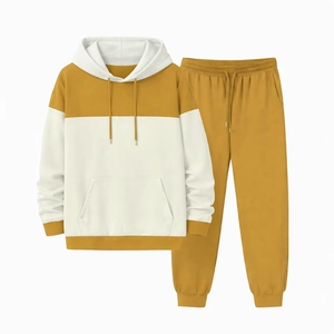 Ensemble de survêtement homme en molleton bouclette personnalisé avec broderie, pantalon évasé, streetwear, ensemble sweat à capuche zippé en coton épais pour homme - Product Image 1