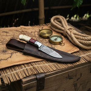 Limited Custom Handmade Copper Damascus Steel 9" 4mm Clip Point Industrial Grade Skinner <b>Knife</b> Wood <b>Handle</b> | OEM Custom <b>Knife</b> - Product Image 6