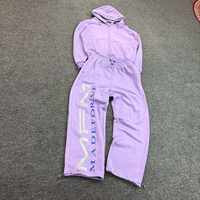 Ensemble unisexe personnalisé de pantalon et sweat à capuche surdimensionnés, coupe courte, avec double fermeture éclair et cordon de serrage aux poignets, brodé, fabrication sur mesure
