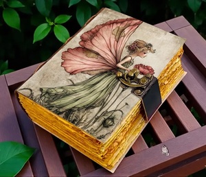 200 Sheets Handmade Fairy Leather Journal Deckle Edge Notebook Vintage Storybook Diary Cottagecore <b>Book</b> Shadows Herb <b>Gift</b> - Product Image 2