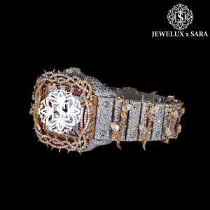 Montre de luxe en acier inoxydable avec diamants Mossinate pour hommes et femmes, design intemporel avec accents de cristaux étincelants - Product Image 4