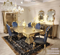 Table à manger en teck au design moderne, ensemble de salle à manger de luxe pour la maison, sculptée à la main