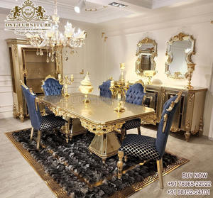 Mesa de comedor tapizada de diseño victoriano para el hogar, juego de comedor de lujo de estilo europeo, la mejor mesa de comedor tallada a mano - Product Image 6