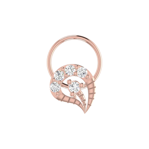 AJRETAIL 14K <b>Gold</b> Floral & Paisley-Shaped Design 0.1ct Natural Diamond <b>Nose</b> Pin - Product Image 2
