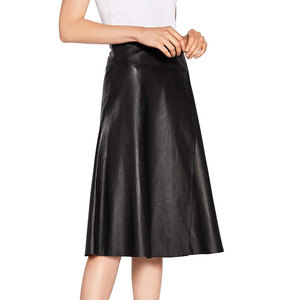 Jupe en similicuir pour femme, asymétrique, taille haute, coupe trapèze, noire 2026 - Product Image 3