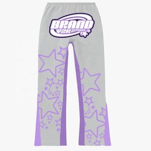 Ensemble de survêtement unisexe 2 pièces personnalisé pour sweat à capuche surdimensionné à imprimé bouffant et pantalon de survêtement évasé avec logo vente en gros pour la saison d'hiver - Product Image 3