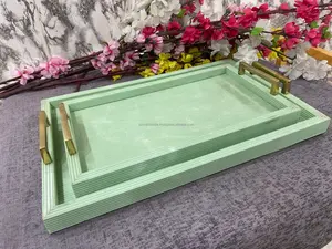 Plateau en résine rectangulaire de haute qualité vadrouille plateau de cuisine classique bois incrusté d'os pour une utilisation cuisine hôtel restaurant et cadeau d'entreprise - Product Image 3