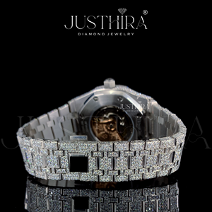 Montre Bracelet de Luxe en Acier Inoxydable avec Cadran en Verre, Diamants Moissanite et Chiffres Arabes, Design Pièce de Monnaie, Style Hip-Hop, Nouvelle Collection Premium - Product Image 2