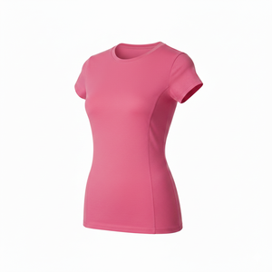 เสื้อยืดฟลีซฟิตเนสสำหรับผู้หญิง ระบายอากาศได้ดี ซักแล้ว แห้งไว พร้อมขนนกและโลโก้ ผลิตจากโพลีเอสเตอร์/คอตตอน ผลิตในประเทศปากีสถาน - Product Image 1