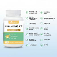 Capsules de Vitamine D3+K2 à haute puissance, faciles à avaler, favorisant l'absorption du calcium