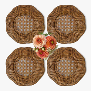 Dark brown rattan charger plate best seller stylish tabletop decor hand-weave <b>table</b> <b>mat</b> placemats - Product Image 2