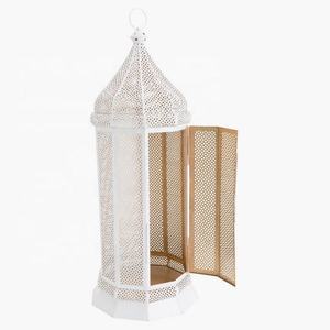 <b>Moroccan</b> Brass Rectangle Lantern With Purple Glass Panels For Home <b>Decoration</b> - Product Image 3