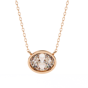 Collier pendentif en diamant taille ovale AMBER JEWELS, chaîne serpent plaquée argent 925, bijoux minimalistes unisexes pour tous les jours - Product Image 2