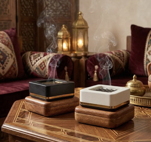 Quemador de Bakhoor Premium con Soporte de Incienso de Madera con Acabado en Teca, Difusor de Incienso Oud para Aromaterapia en el Hogar, Precio Directo de Fábrica - Product Image 1