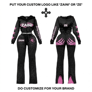 ZAINI Premium Men Streetwear Winter Tracksuit 360 GSM Brushed 100% Cotton Black <b>White</b> Oversized Hoodie <b>Jogger</b> Set Custom - Product Image 1
