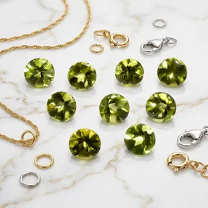 Pierre de péridot verte naturelle de haute qualité 10 mm - Pierre précieuse facettée de luxe AAA pour bijoux personnalisés DIY, articles pour colliers 4 mm - Product Image 6