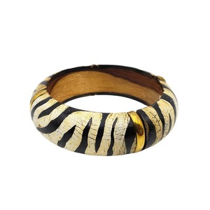 Brazalete Artesanal con Incrustaciones de Madera y Hueso, Estilo Vintage, Negro y Dorado, Joyería de Moda - Product Image 2