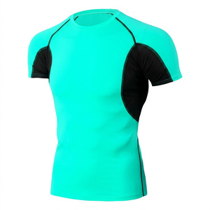 Wholesale Custom Short Sleeve Rash Guard Men Low MOQ Moisture Wicking <b>Compression</b> <b>Shirt</b> High Elastic Gym Base Layer Tops - Product Image 5