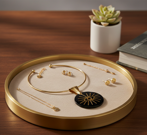 Collier ras-du-cou rigide Artisan Sun Eye en corne, motif œil protecteur contre le mauvais œil, style tribal, bijou unisexe - Product Image 4