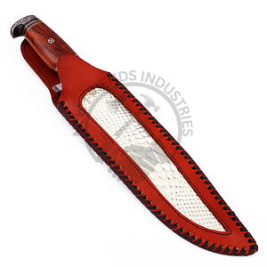 Cuchillo de caza Bowie de acero de Damasco de 16 pulgadas hecho a mano con mango de madera y clip de Damasco, cuchillo de supervivencia de hoja fija afilada y duradera. - Product Image 6