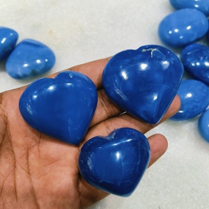 Cœur en opale bleue naturelle polie, motif floral en relief, thème amour, prêt à l'emploi pour la décoration intérieure, objet de collection, vente en gros - Product Image 3
