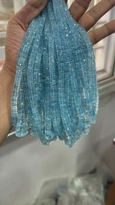 Perles facettées en forme de pneu, aigue-marine AAA, 4-7 mm, 17 pouces, pierre précieuse naturelle pour la création de bijoux, prix de gros - Product Image 2