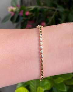 Diamond Tennis <b>Bangle</b> 14k 18k <b>Solid</b> <b>Gold</b> Pear Shape Round Cut Lab Grown Bezel Open Station Bracelet Luxury Everyday Fine Jewelry - Product Image 2