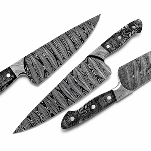 Handmade Damascus Steel Chef <b>Knife</b> Resin Handle Leather Sheath - Product Image 1