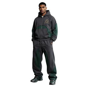 Chándal holgado para hombre / Chándal con cremallera completa y hombros caídos para hombre / Chándales holgados de gran tamaño para hombre - Product Image 6