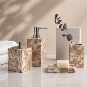 Natural Stone Bathroom Accessories Set Luxury Red Marble <b>Soap</b> Dispenser Toothbrush Holder <b>Soap</b> Dish Tumbler Tissue <b>Paper</b> Holder - Product Image 4