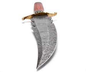 Cuchillo decorativo artesanal de acero de Damasco con diseño de plumas y mango de palisandro - Product Image 4