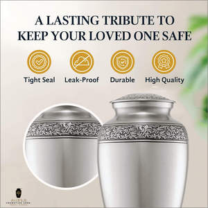 Urne funéraire en métal argenté pour cendres humaines |   Urne funéraire gravée pour adulte |   Fabricant et fournisseur en gros d'urnes funéraires classiques - Product Image 5