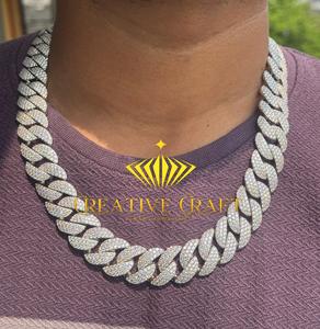 Cadena cubana de 14 mm con incrustaciones de moissanita VVS1 y plata 925 para hombre, estilo hip hop, regalo para rapero, amigo, collar de fiesta. - Product Image 5