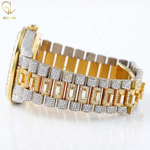 Tốt nhất bán hip hop hoàn toàn Iced ra tự động thép không gỉ hai tone unisex D vvs moissanite kim cương xem từ Ấn Độ xuất khẩu - Product Image 4