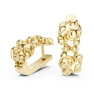 Pendientes de Aro con Textura de Burbuja Escultórica Dorada, Pendientes Huggie Modernos y Gruesos de Diseño, Joyería Minimalista con Diamantes para Mujer - Product Image 1