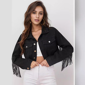 Nouvelle arrivée, veste en jean teinté en coton à rivets, dernier design, pour femmes, de haute qualité, streetwear décontracté d'hiver - Product Image 4