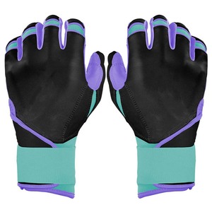Gants de frappe en cuir rembourrés violet, noir et turquoise, fermeture auto-agrippante, unisexe, pour entraînement adulte - Product Image 1
