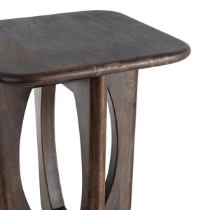 Mesa de Centro Moderna de Madera Maciza con Pedestal, Mesa Auxiliar/Consola, Diseño Minimalista, Mueble Hecho a Mano para Sala de Estar, Acabado en Nogal Oscuro - Product Image 6