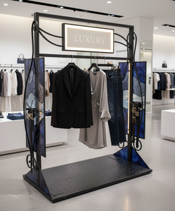 Modern Freestanding Metal Garment <b>Rack</b> With LED Lighting Powder Coated Finish For Indoor Apparel Display - Product Image 3
