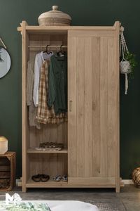 <b>Rustic</b> Brown 3 Doors Wooden <b>Wardrobe</b> With Metal Frame - Product Image 3