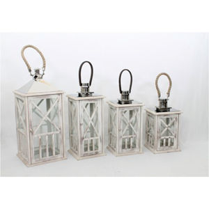 Farol de Jardín Rústico de Madera con Tapa Metálica, Portavelas Decorativo para Interiores y Exteriores, Farol Colgante de Madera para Decoración de Bodas - Product Image 4