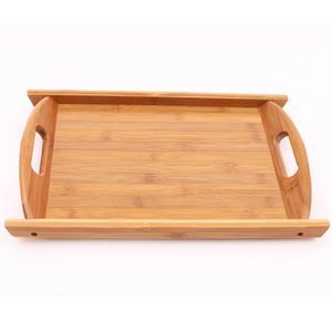 Plateau ottoman en bambou naturel de qualité supérieure, planche de service en bois durable avec poignées découpées pour la cuisine et le salon - Product Image 3
