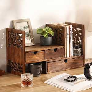 Rustic Industrial Desktop Bookshelf Wood <b>Tabletop</b> <b>Storage</b> Organizer Small Cube Display Rack for Office Supplies and Home Decor - Product Image 6