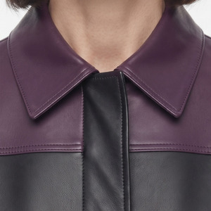 Camisa de Cuero para Mujer, Manga Larga, Cierre de Botones, Bolsillos en el Pecho, Cuello Camisero - Product Image 4