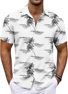 Chemises pour hommes décontractées à manches courtes boutonnées, idéales pour la plage, l'été, les vacances, les mariages - Product Image 3